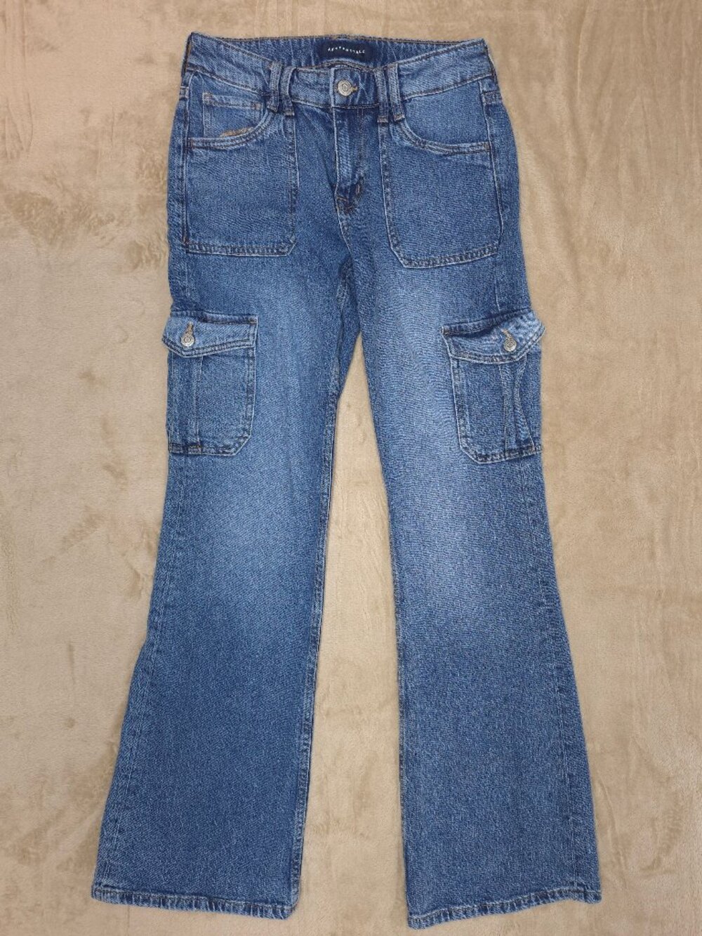 Aeropostale Size 4R Mid Rise Flare Cargo Jeans Y2K